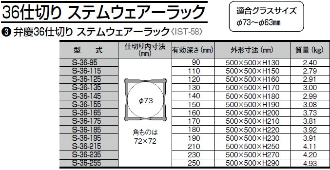 62％以上節約 弁慶 36仕切り ｽﾃﾑｳｪｱｰﾗｯｸ S-36-235