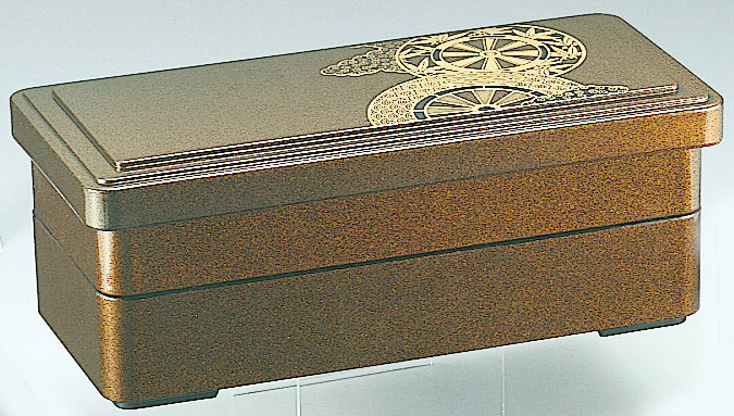 六角木目松花堂(A) 金ライン