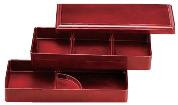 六角木目松花堂（A) 金ライン