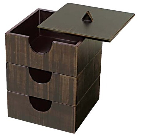 木製 4.3寸 のぞき松花堂 よもぎ塗