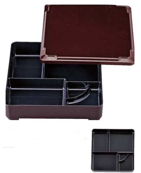 8寸 戦国弁当(固定仕切) 新溜(内黒)