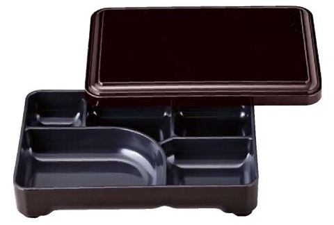 8.5寸 長手弁当(固定仕切り) 新溜(内黒)(A)
