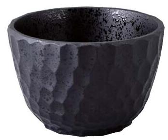 木彫亀甲丼 蓋無 黒タタキ φ144mm