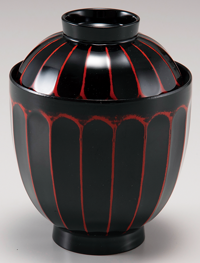 耐熱 菊型小吸物椀 曙内黒 蓋付