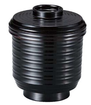 耐熱 切立ロクロ目小吸椀 黒内朱 蓋付