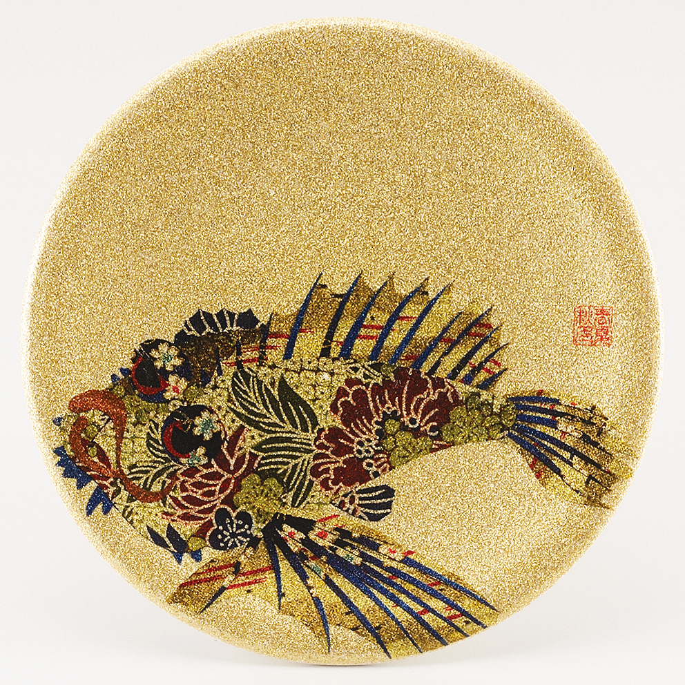 回転寿司皿 耐熱φ150 ゴールドパール千代紙  オコぜ