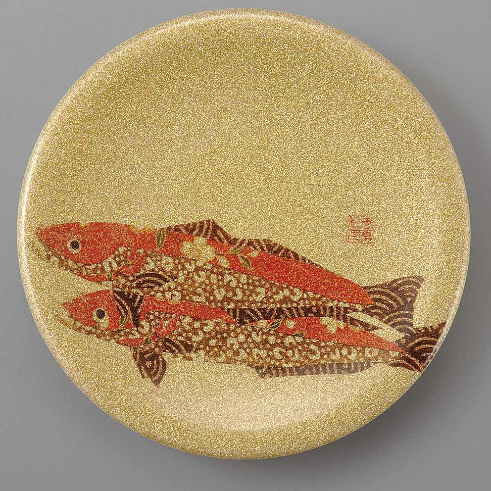 回転寿司皿 耐熱φ150 ゴールドパール千代紙  キス