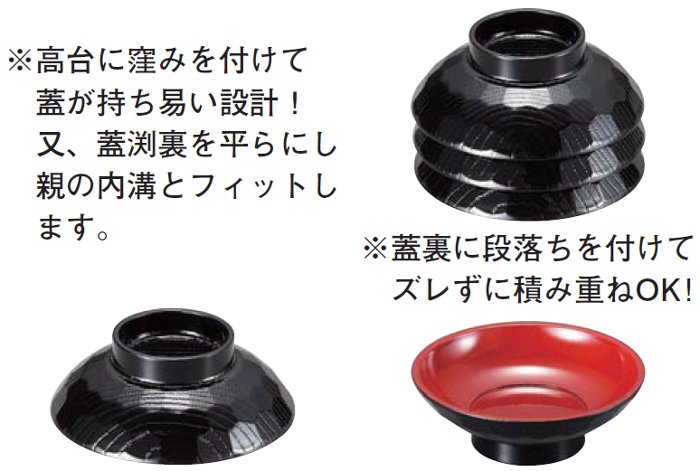 お椀 小吸椀 耐熱 ピース亀甲椀 黒内朱の通販 フクジネット/業務用漆器