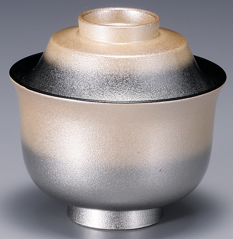 3.2寸 富士型小吸椀 銀彩白ぼかし内黒