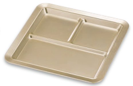 28cm角バイキングプレート三つ切 溜パール(裏黒)