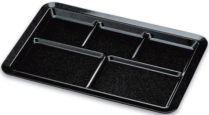 耐熱 39cm長角 バイキングプレート五ツ切 黒銀パール