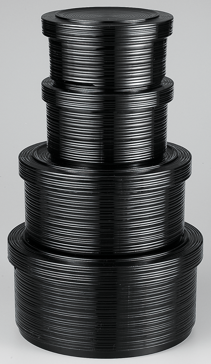 ロクロ目飯器 黒（内黒） 杓子付