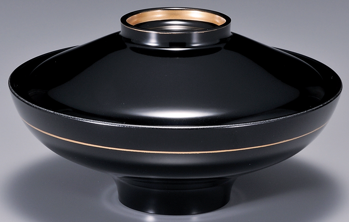 煮物椀 5寸 富士型煮物椀 黒高台内金内黒