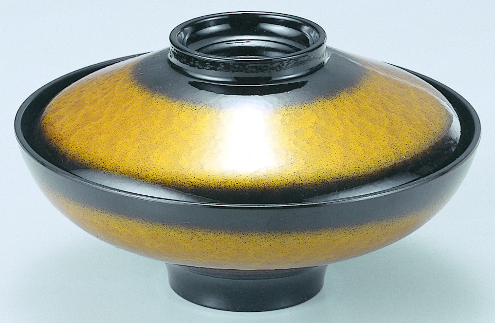 5寸 富士型煮物椀 塗分朱銀刷毛目内黒