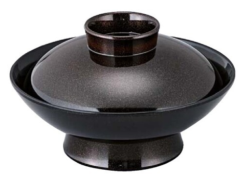 煮物椀 蓋付き 耐熱 5.5寸 御殿型煮物椀 梨地内黒