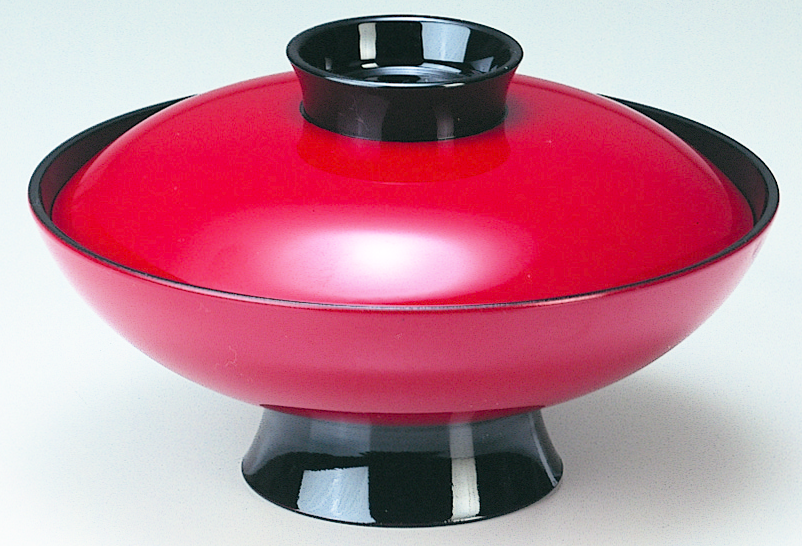 煮物椀 蓋付き 耐熱 5.5寸 木槌椀 朱ツバ黒内黒