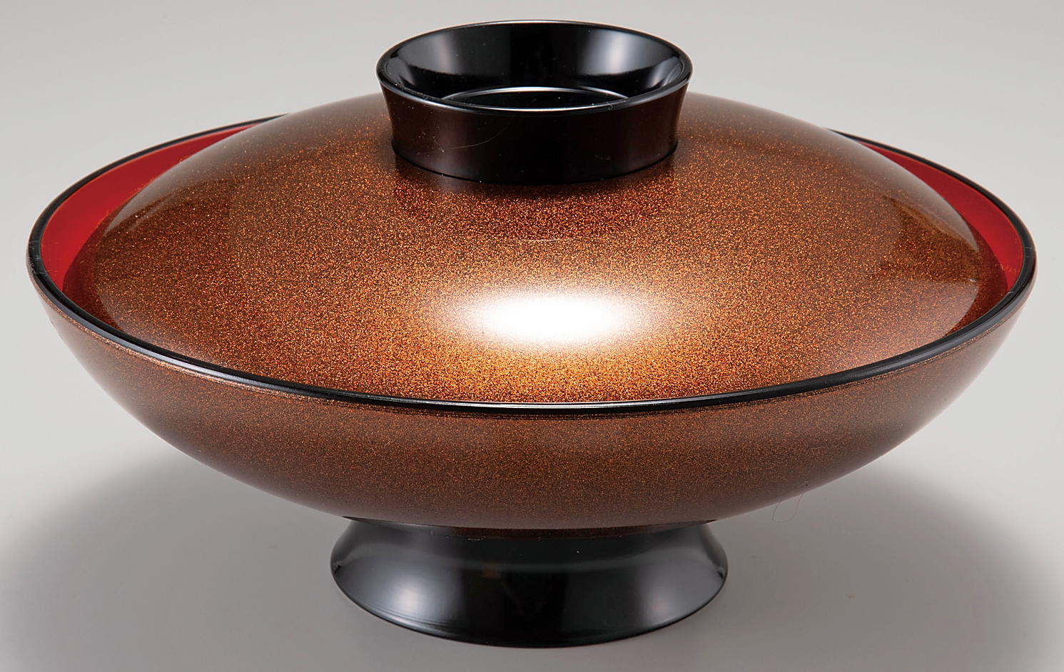 煮物椀 蓋付き 耐熱 5.5寸 木槌椀 梨地内朱