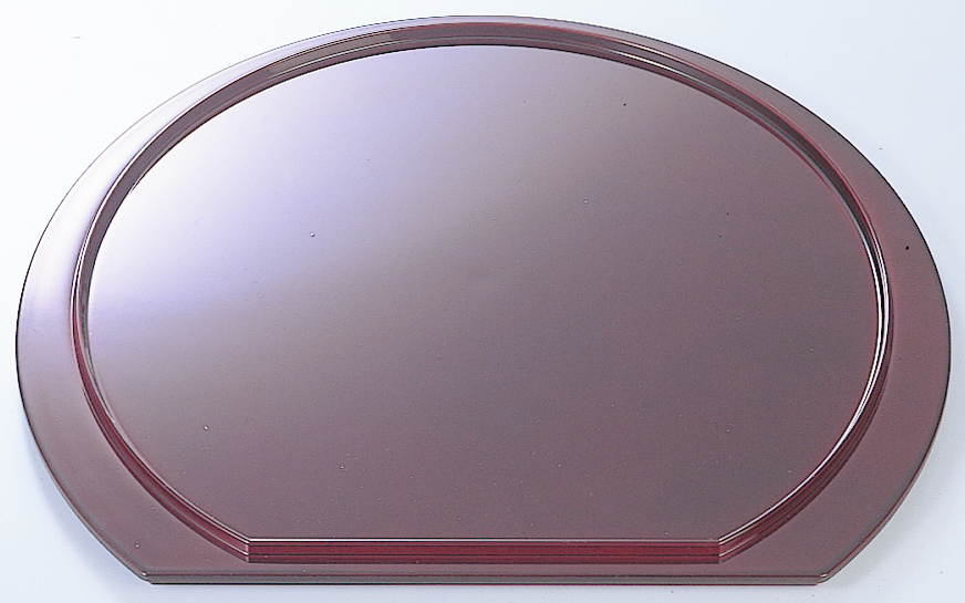 尺3 半月両面盆 溜SH塗/黒木目黒天朱