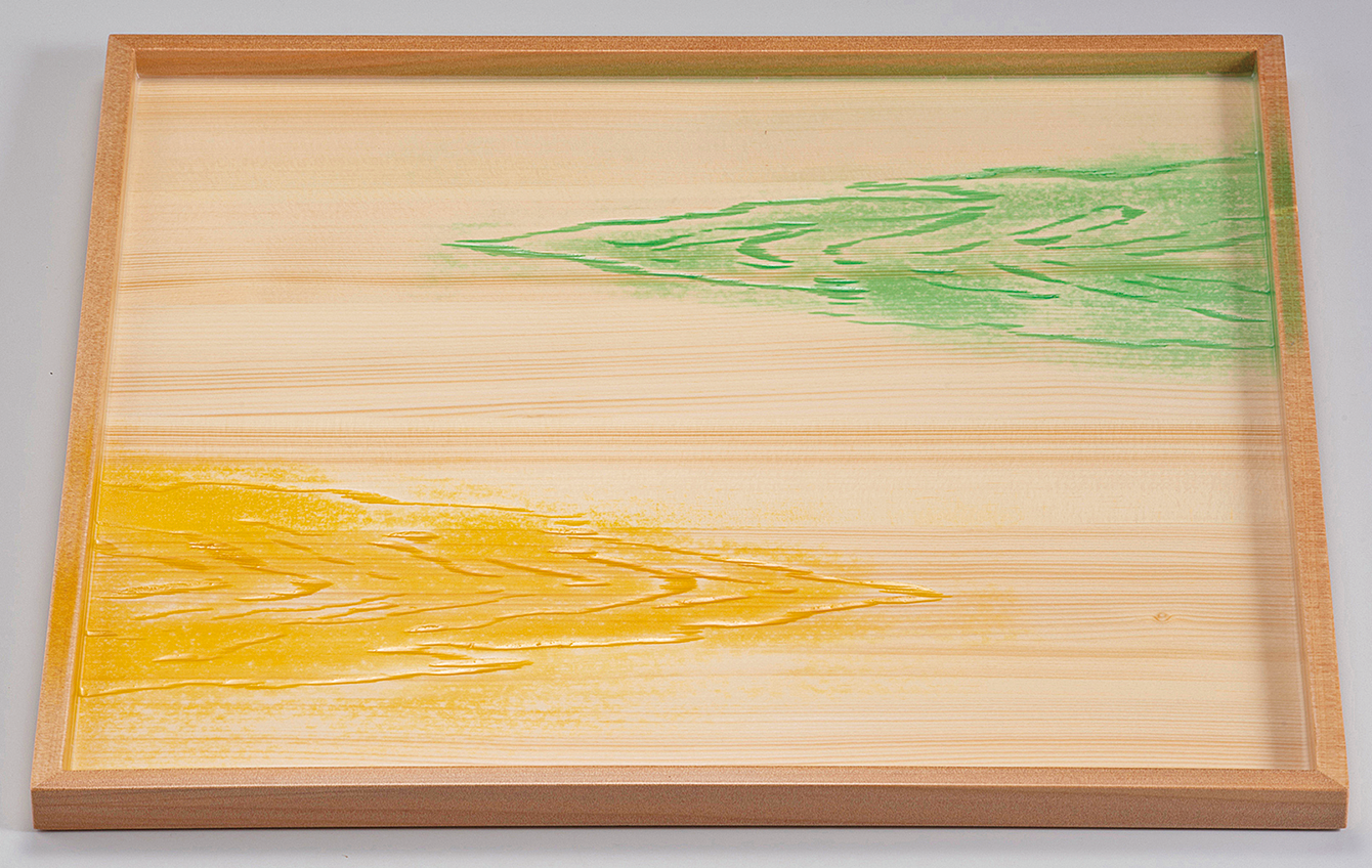 木製 角御神前盆 雲海クリアー仕上