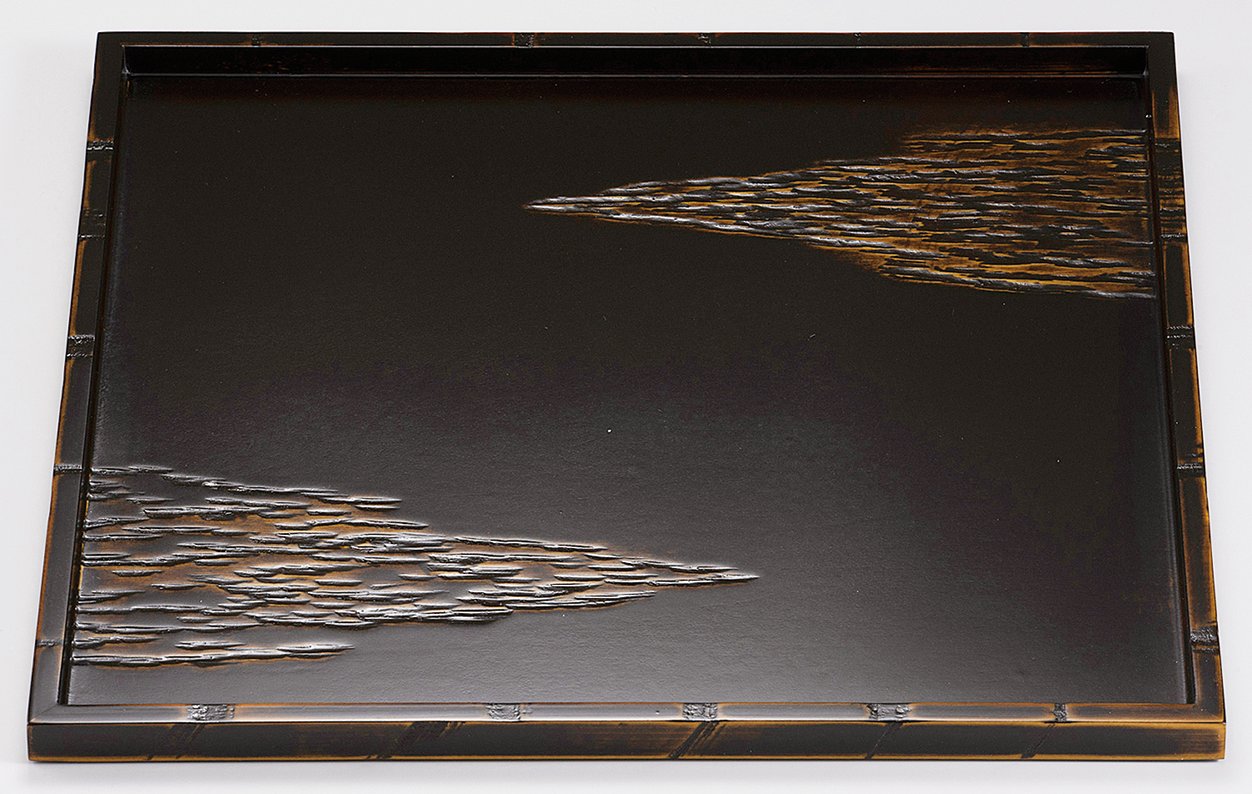 木製 角御神前盆 べっ甲雲