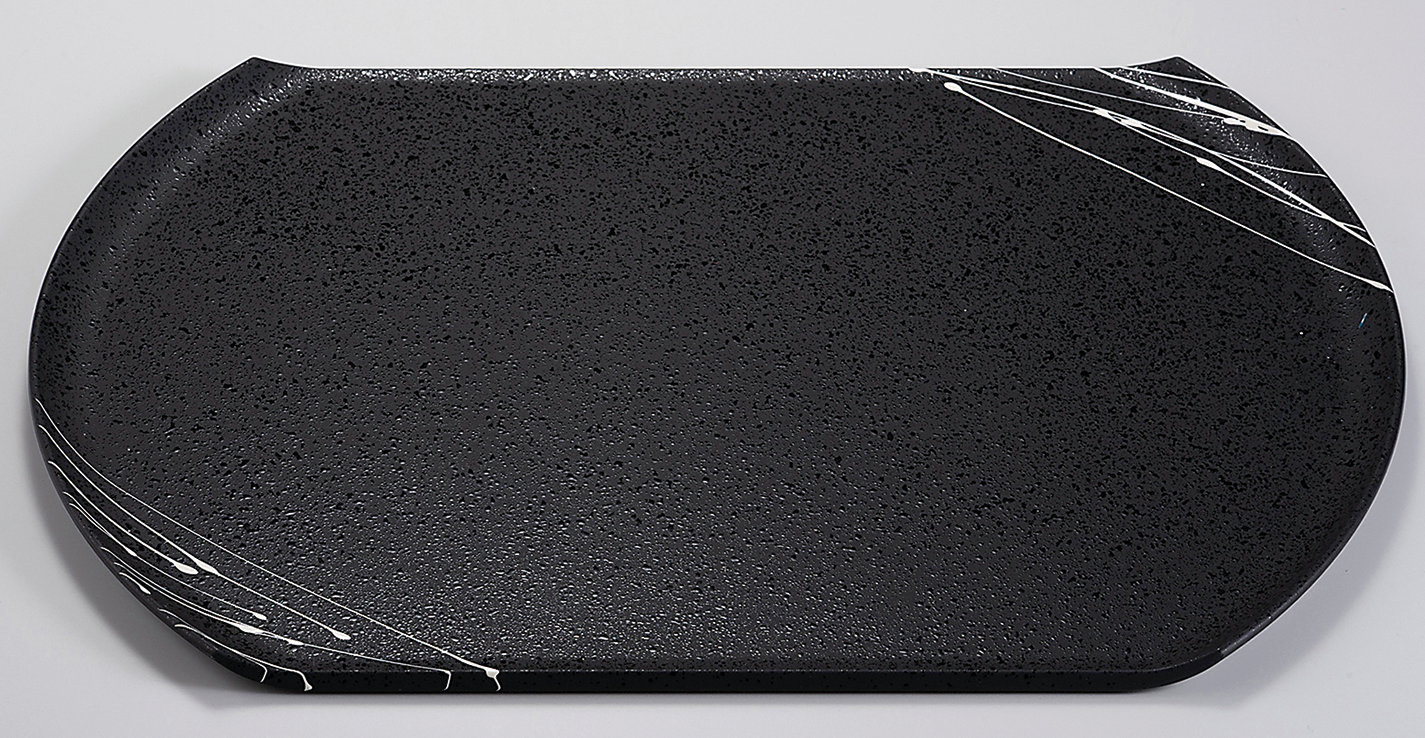 浪漫小判トレー 黒SLタタキ白糸乱 ノンスリップ加工