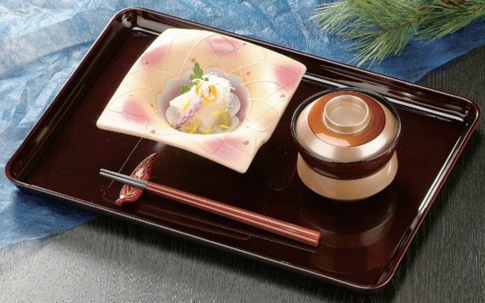 重厚型 戦国長手盆 溜毘沙門天SL(ノンスリップ加工)