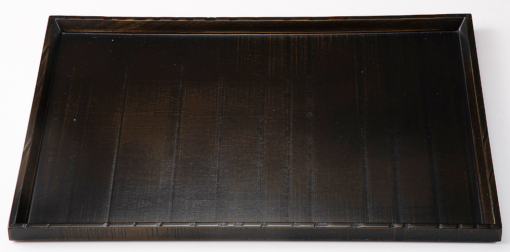 木製 荒彫長手盆 よもぎ塗