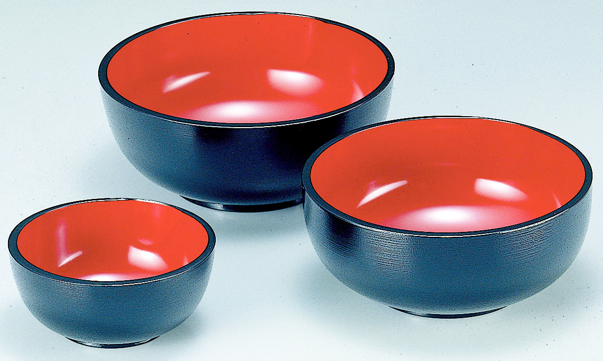 三日月鉢 黒刷毛目内朱