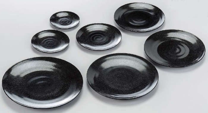 黒ザラ目 丸盛皿 メラミン樹脂