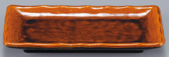 6.5寸 波渕焼物皿 漆調春慶