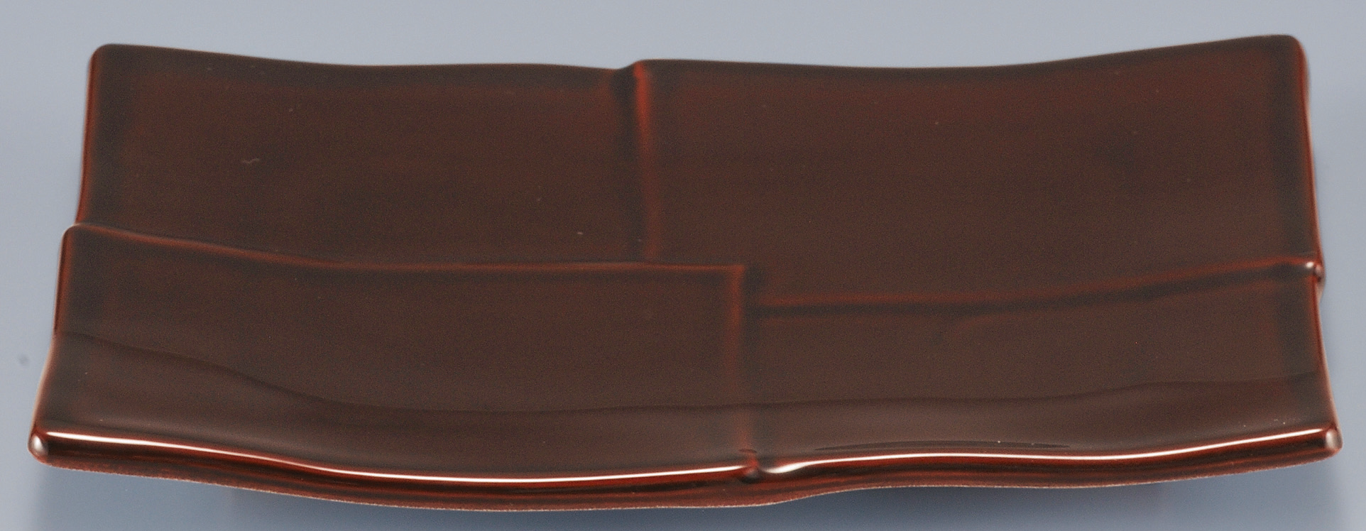 6.5寸 市松焼物皿 漆調溜