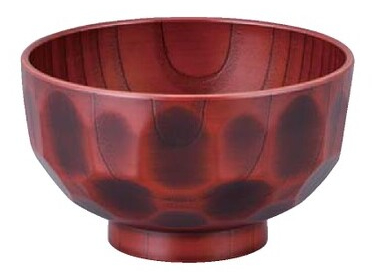 木調 亀甲汁椀 紅絞り