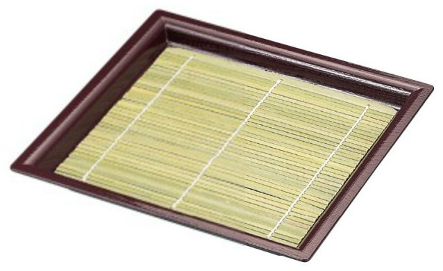 7寸 角木目そば皿 新溜(表全面塗)