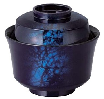 吸い物椀 蓋付き 食洗機対応 耐熱3.6寸 天龍寺椀 藍八雲内黒 370㏄