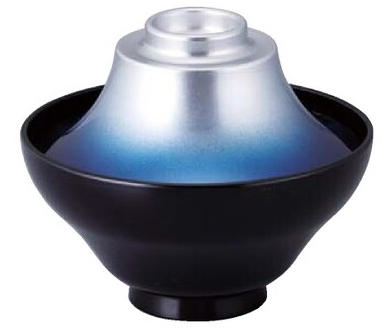 吸物椀 耐熱 4寸 福富士椀 ブルー銀ぼかし内黒 食器洗浄機対応