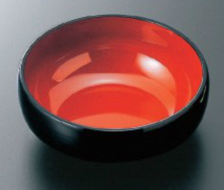 4寸 丸鉢（段付）黒内朱