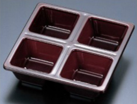 四ツ仕切 溜(A)/松花堂用器