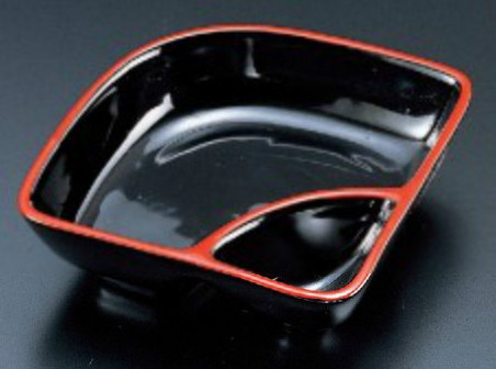 タレ付扇鉢 黒天朱(A)/松花堂用器