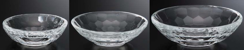 ガラス器 φ6cm 亀甲カットガラス皿 透明