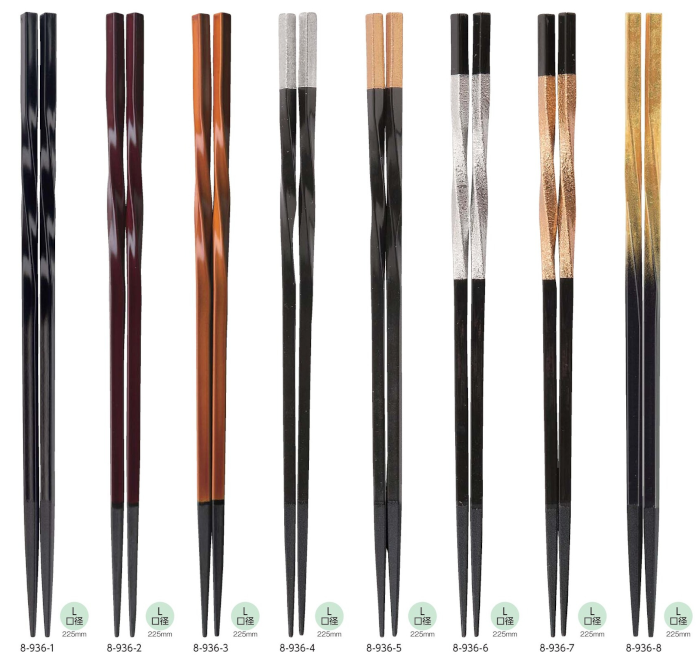 ＰＢＴ樹脂塗箸 細身ねじり箸