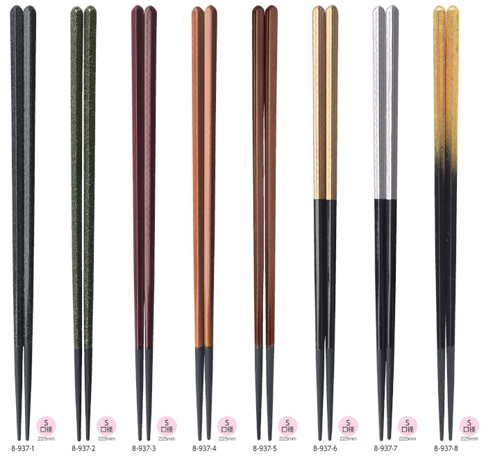 ＰＢＴ樹脂塗箸 細身五角木目箸