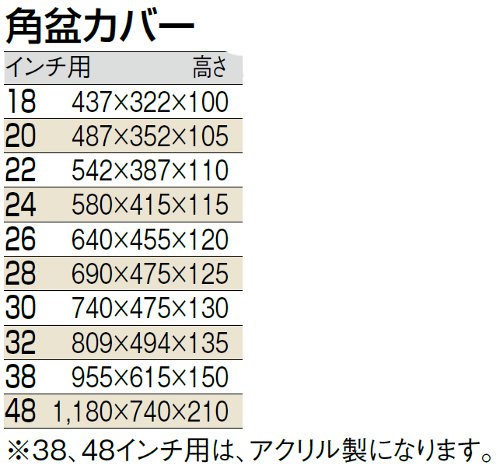 サイズ表