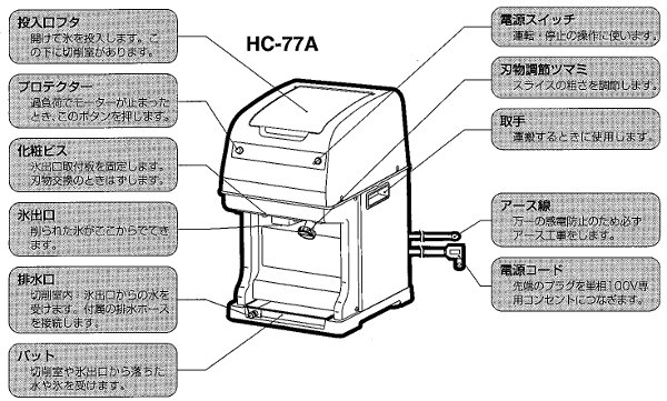 初雪キューブアイススライサーHC-77Bの通販-フクジネット/かき氷機